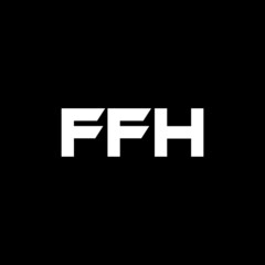 FFH letter logo design with black background in illustrator, vector logo modern alphabet font overlap style. calligraphy designs for logo, Poster, Invitation, etc.
