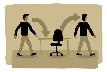 Employee turnover in drawn abstract style