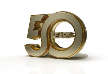 3D Render 50 Years Celebration - Pen Tool Created Clipping Path Included in JPEG Easy to Composite.