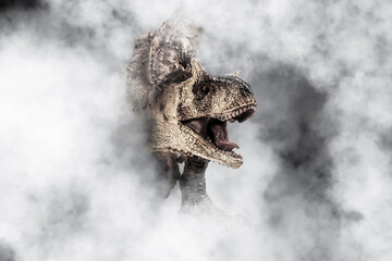 Carnotaurus  Dinosaur on smoke background