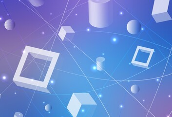 Light Pink, Blue vector template with crystals, circles, squares.