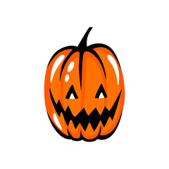 Halloween pumpkin face illustration. Cartoon vector character. Funny autumn symbol.