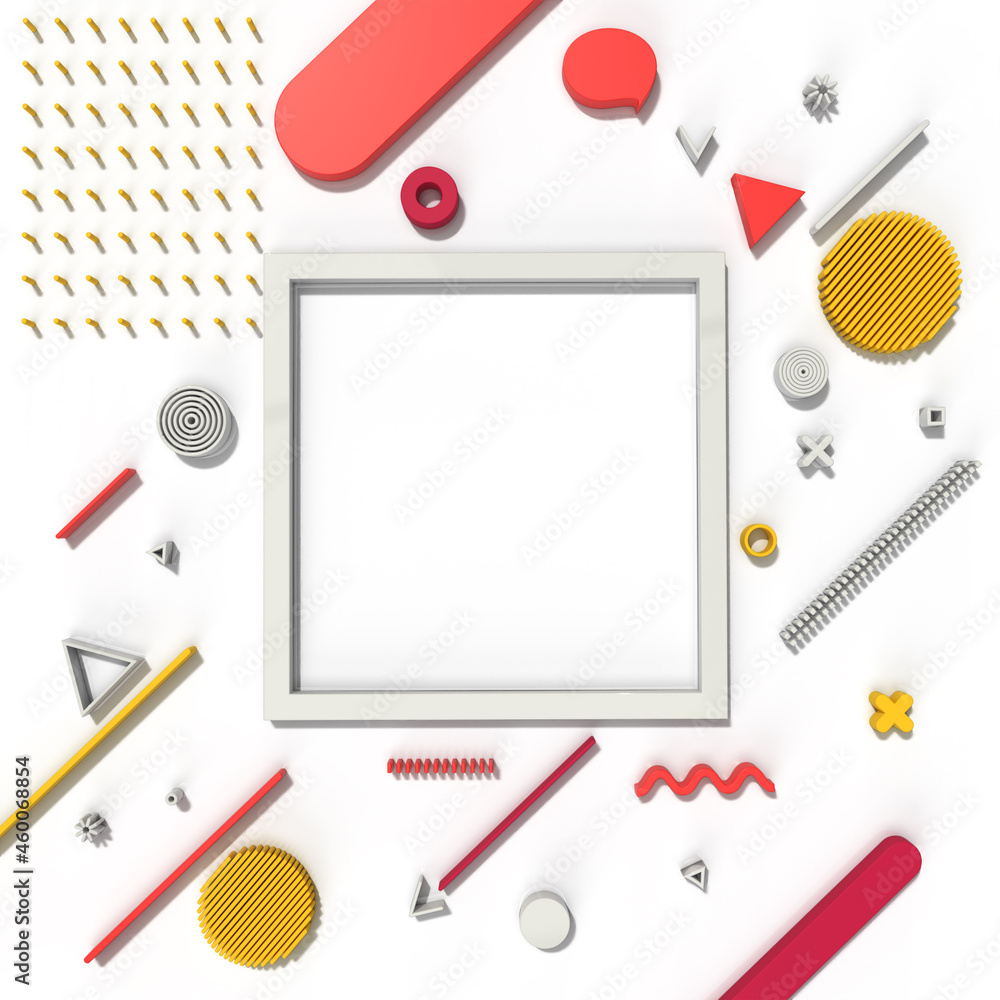 Fototapete 3d render frame surface abstract background - pen tool created clipping path included in jpeg easy t