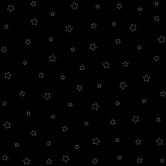 Gray colored seamless outlined stars on black background vector illustration