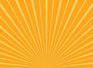 Sunlight rays horizontal background. Bright orange color burst background.
