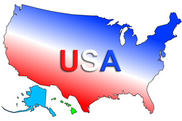 Landkarte der USA inklusive Alaska und Hawaii