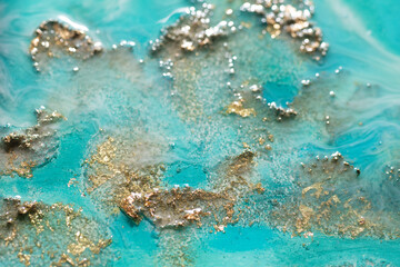 Abstract epoxy resin modern art background. Ocean view. Satellite view Designe for greeting cards, background, banners.