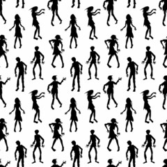 Fototapeta na wymiar seamless pattern with zombie silhouettes