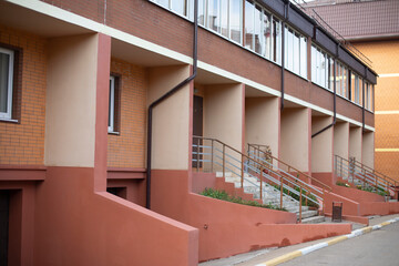 Residential building made of brick. Architecture of modern housing.