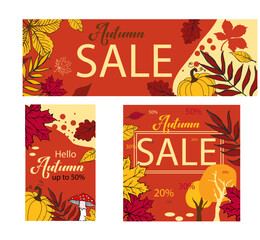 autumn, autumn sale, baner reklamowy, baner promocyjny, jesień, wyprzedaż jesień, promocje jesień - obrazy, fototapety, plakaty