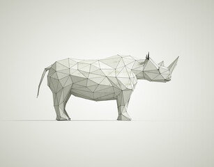  Low poly rhino on white background.