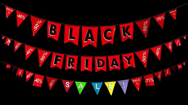 Black friday colored girland elements with separate mask in 4KBlack friday colored garland elements with separate mask in 4K