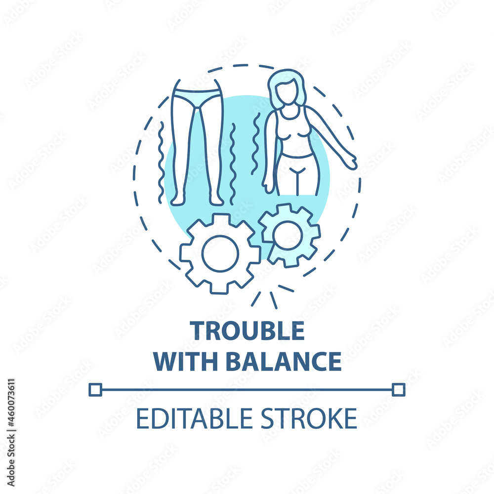 Poster trouble with balance concept icon. hypertension symptom abstract idea thin line illustration. poor c
