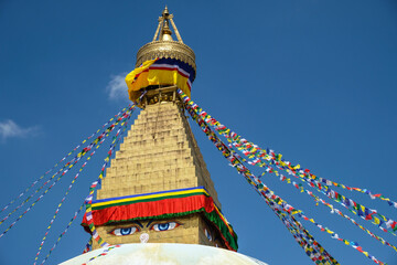 The Bodhnath stupa in Kathmandu is one of the largest in the world. Nepal.
