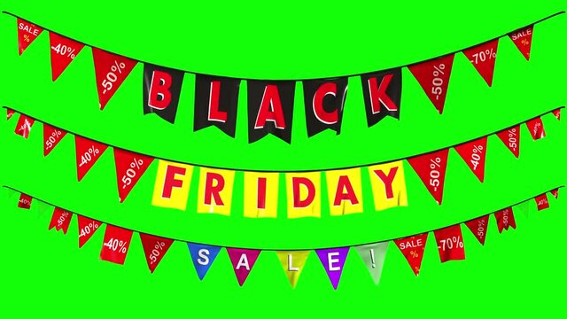 Black friday colored girland elements with separate mask in 4KBlack friday colored garland elements with separate mask in 4K