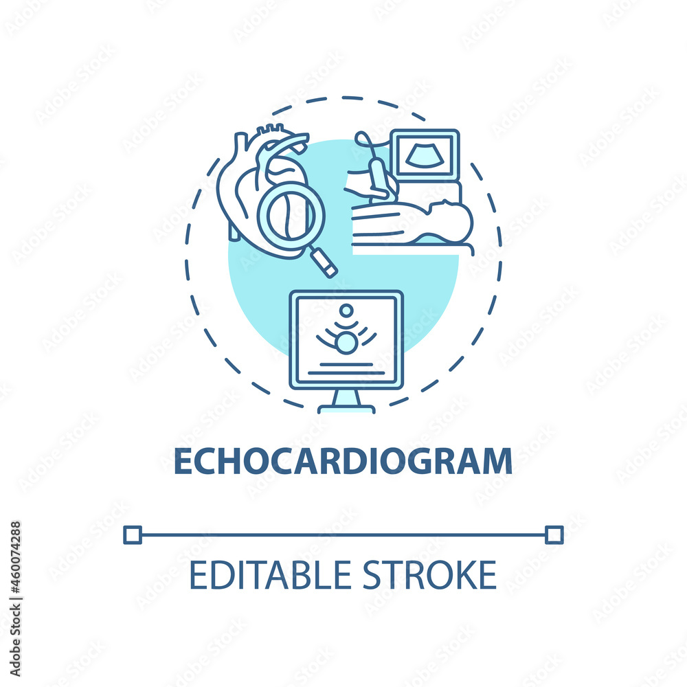 Poster echocardiogram concept icon. hypertension test abstract idea thin line illustration. non invasive pr