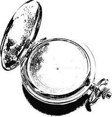 Vector silhouette of pocket watch. For T-shirt, wall, notebook or diary prints. Fashionable print.