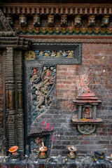 Fototapeta na wymiar Detail of the Bhuwaneshwori Temple located near the Pashupatinath Temple on the Bagmati River in Kathmandu, Nepal.