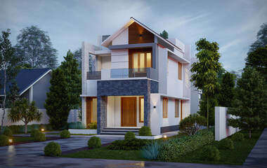 3d illustration of a newly built luxury home