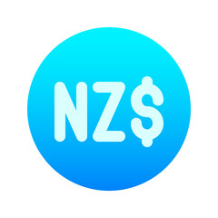 Illustration vector graphic icon of New Zealand Dollar currency. Gradient Style Icon. Vector illustration isolated on white background. Perfect for website or application design.