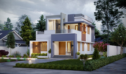 3d illustration of a newly built luxury home