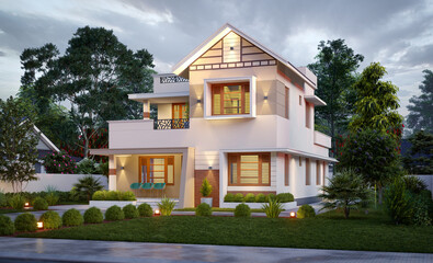 3d illustration of a newly built luxury home