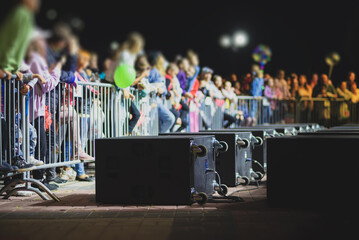 Concert equipment separates the stage from the people