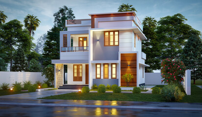 3d illustration of a newly built luxury home