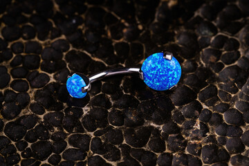 Beautiful piercing jewelry. Macro shot. Selective focus.