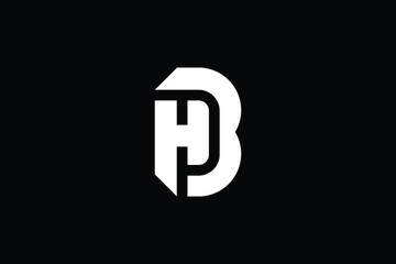 HB logo letter design on luxury background. BH logo monogram initials letter concept. HB icon logo design. BH elegant and Professional letter icon design on black background. H B BH HB