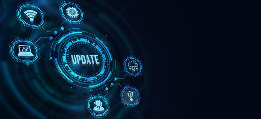 Internet, business, Technology and network concept. Update software computer program upgrade.