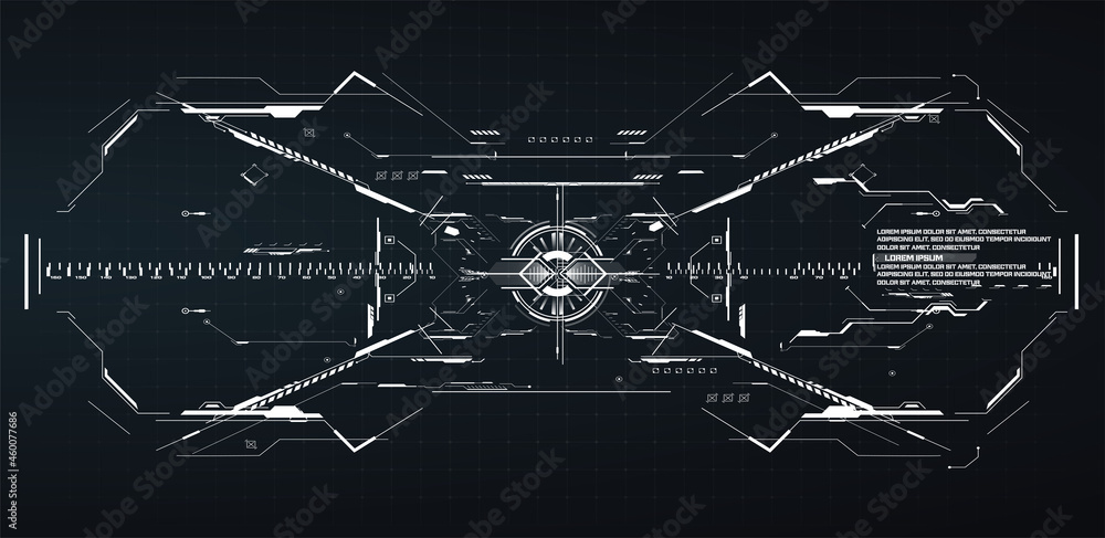 Fototapete hud, gui, fui modern aiming system device tilt level. futuristic head-up display design. spaceship, 