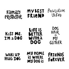 cute vector illustration of dog and lettering text