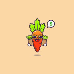 Cute carrots carrying grocery packages