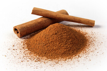 cinnamon sticks on white background....