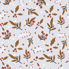Christmas background in floral style on a light background. vector illustration