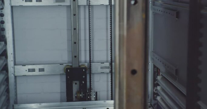 freight elevator mechanism from the inside.close-up.