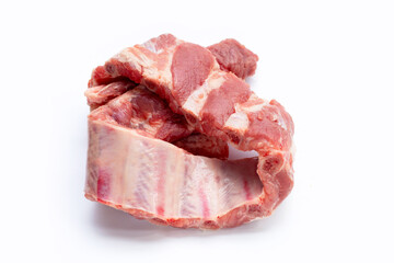 Raw pork ribs on white background.