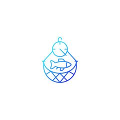 Overfishing gradient linear vector icon. Depletion of species. Excessive amount of seafood harvest. Commercial fishery. Thin line color symbol. Modern style pictogram. Vector isolated outline drawing