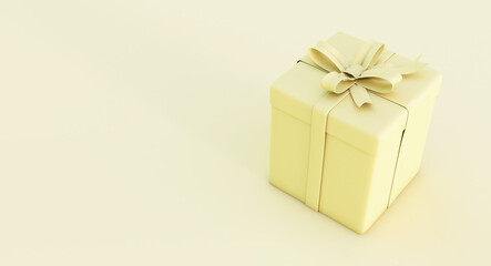 3d render of present box isolated on white background. yellow gift box