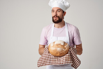 male chef fresh bread cooking restaurant