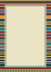 Ethnic pattern background with copy space for text. Traditional textile pattern of South America. Mexican, Bolivian, Peruvian blanket. Mexican restaurant menu page. Cinco de Mayo design illustration.