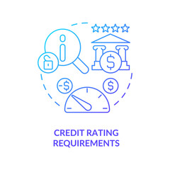 Credit scores requirements concept icon. Banking system regulation process. Credir rating. Financial management abstract idea thin line illustration. Vector isolated outline color drawing