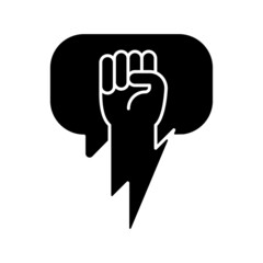 Using strong arguments black glyph icon. Use solid argumentation during discussion. Convince opponent. Evidence and facts. Silhouette symbol on white space. Vector isolated illustration