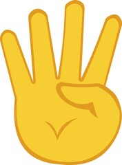 Vector emoticon illustration of a yellow cartoon hand counting to four