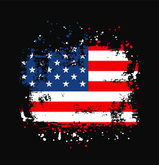 illustration of waving USA flag silk grunge background	
