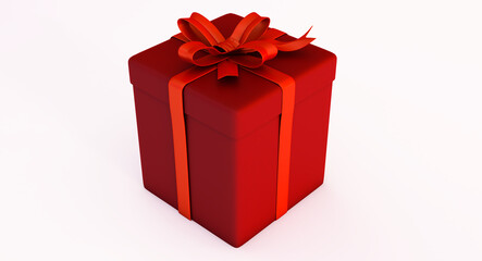3d render of present box isolated on white background. red gift box