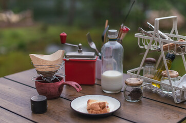 キャンプ場の朝