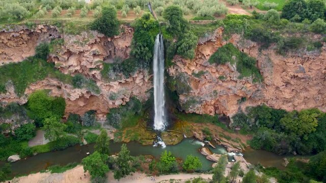 Amazing waterfall between the mountains in Spain
