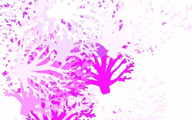 Light Purple vector abstract pattern with leaves, branches.
